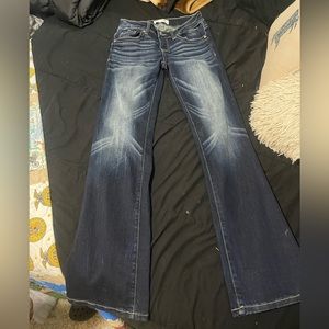 Woman BKE Stella slim fit low rise bootcut jeans dark wash size 26 length 31.5